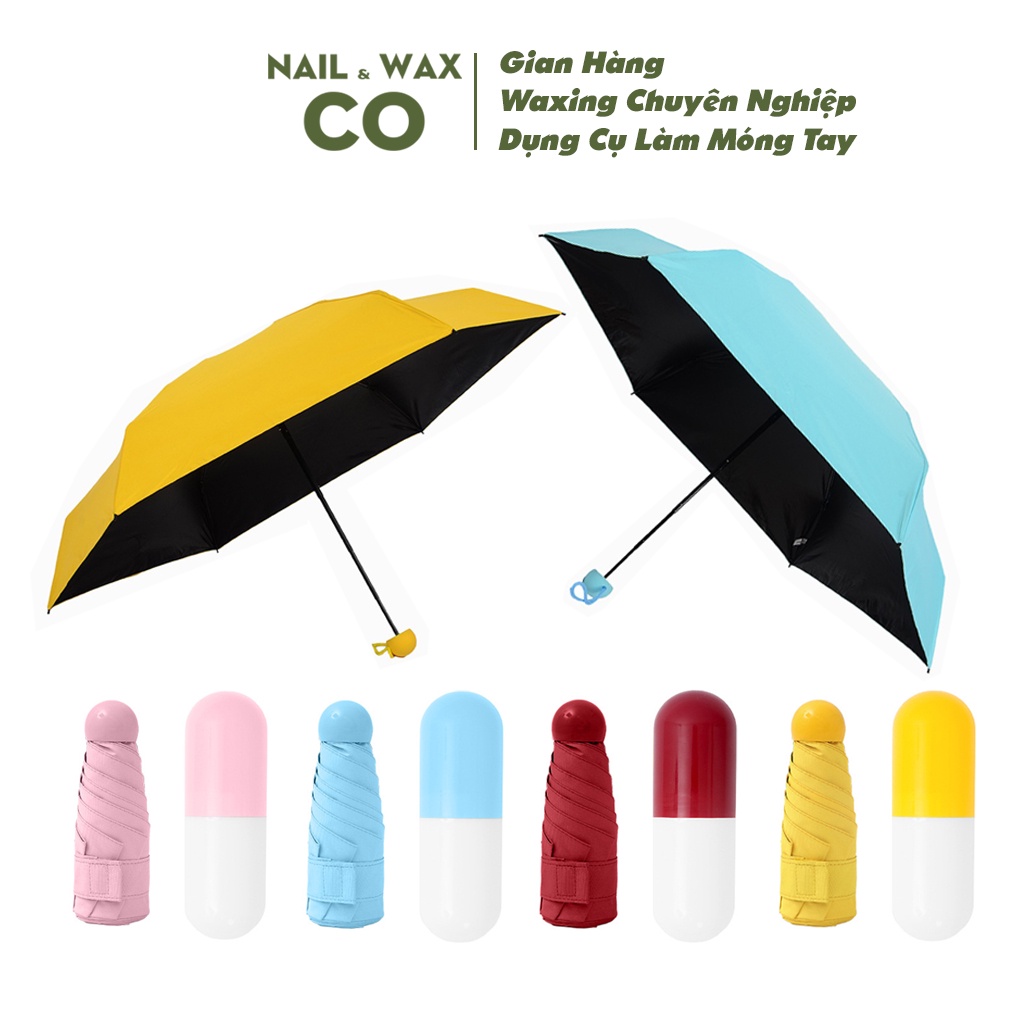 Ô gấp gọn che mưa nắng , dù mini đựng bọc viên nhựa tiện lợi
