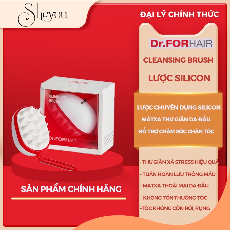 Lược Silicon chuyên dụng matxa chăm sóc da đầu thư giãn đặc dụng Dr.FORHAIR Cleansing Brush-DR296