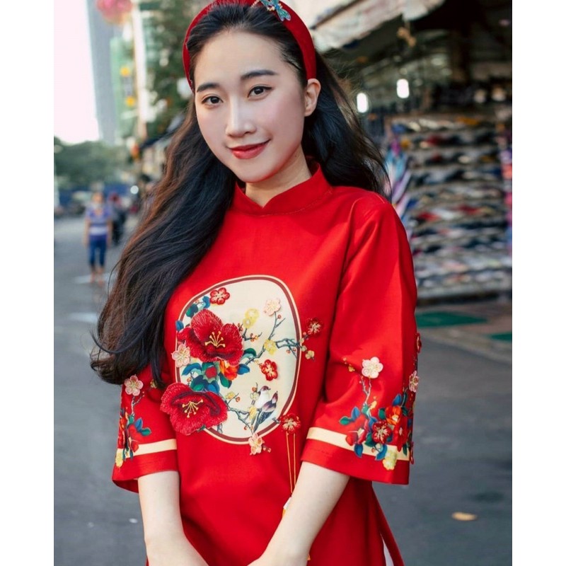 ÁO DÀI CÁCH TÂN THÊU HOA NỔI TẾT 2021 - NHƯ Ý CÁT TƯỜNG | BigBuy360 - bigbuy360.vn