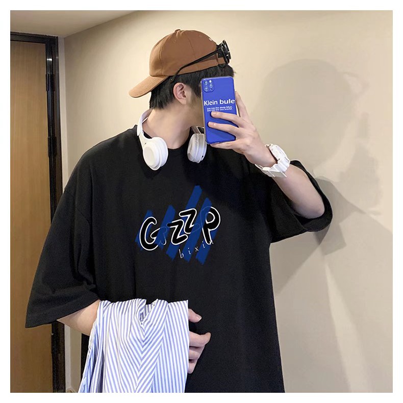 [M-8XL] Nhật Bản ​Áo Thun Tay Ngắn Dáng Rộng In Chữ Phong Cách Hip Hop Thời Trang Mùa Hè Cho Nam