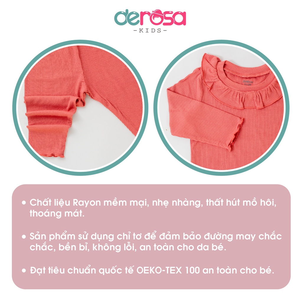 Quần áo thu đông dài tay len tăm cho bé gái DEROSA KIDS bô thun gân dài bé gái từ 6 - 24 tháng AWBB238B