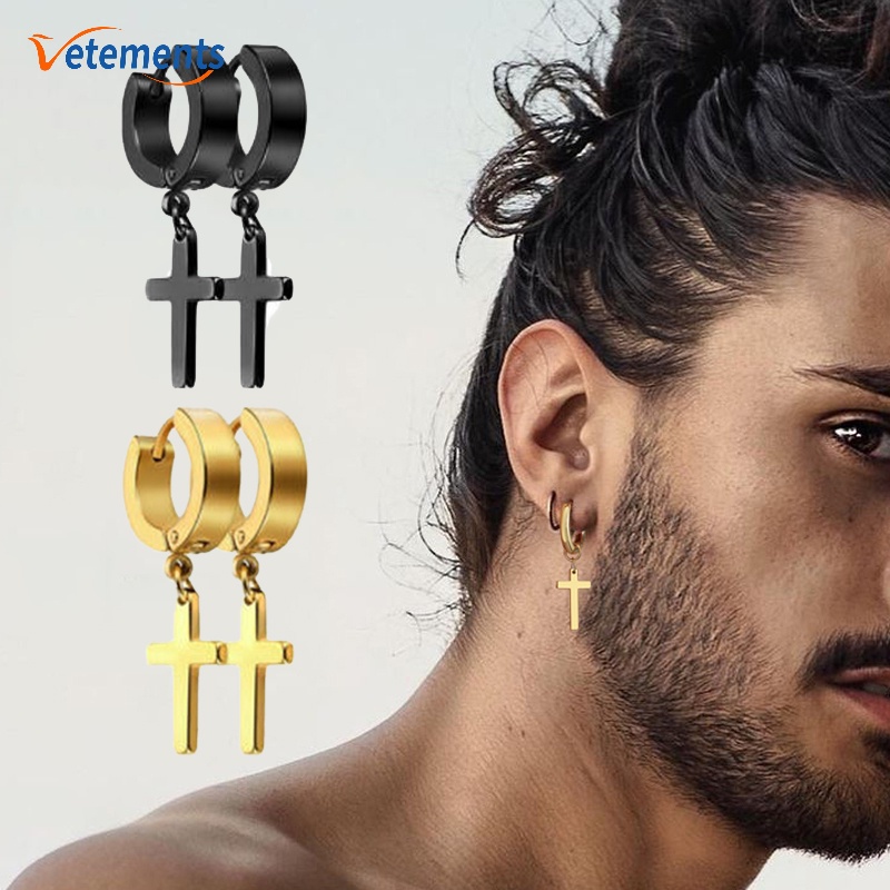 Hoa Tai Hình Thánh Giá Bằng Thép Không Gỉ Phong Cách Rock Cho Nam Và Nữ