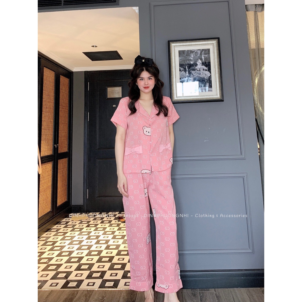 Đồ bộ nữ PIJAMA LỤA mặc nhà, mặc ngủ tiểu thư tay ngắn, quần dài, chất liệu lụa mango mát cao cấp mùa hè &lt;58kg
