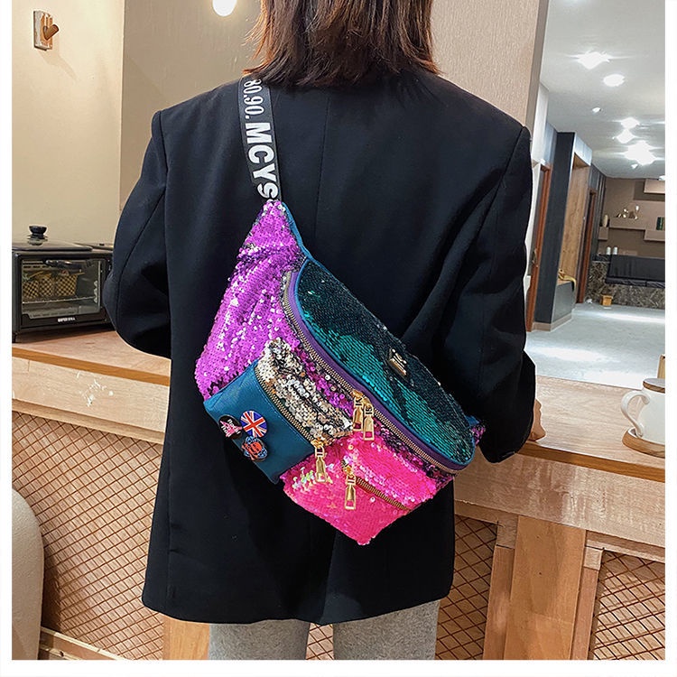Túi đeo chéo vai đính kim sa màu gradient phong cách Hàn Quốc thời trang cho nữ