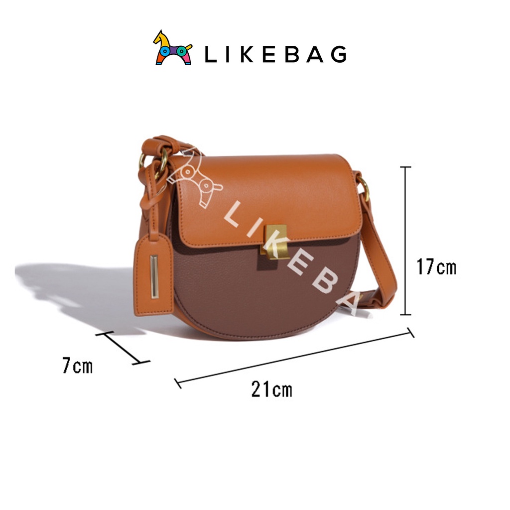 Túi xách nữ đeo chéo LIKEBAG dáng bán nguyệt phối màu thời trang 211XK6936 - LIBAGI