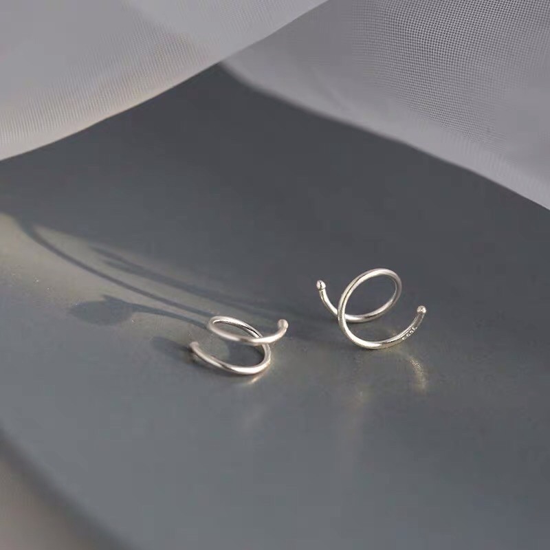 Khuyên tai bạc TLEE xoắn vòng basic cá tính TleeJewelry B0139