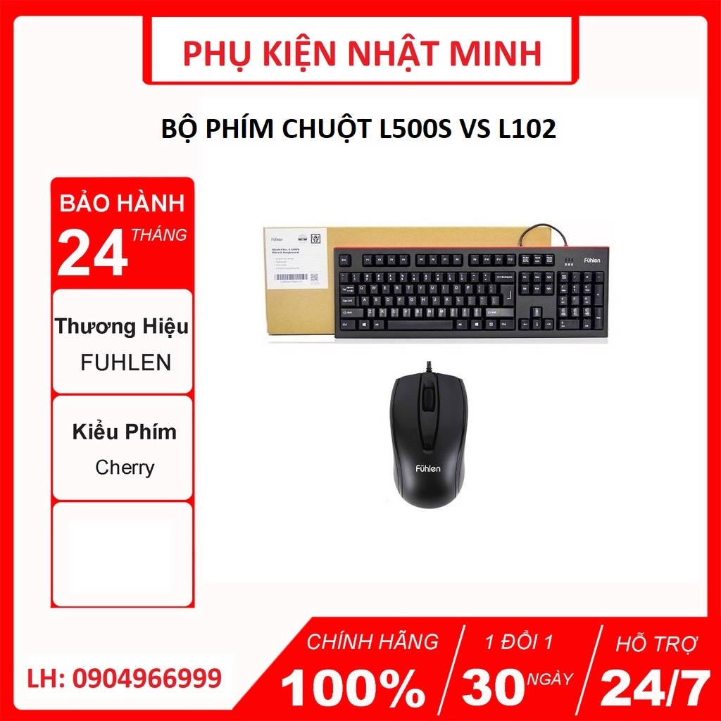 [BỘ PHÍM CHUỘT] Combo Bàn Phím Fuhlen L500s or L411 + Fuhlen L102  hàng chính hãng bh 24 tháng