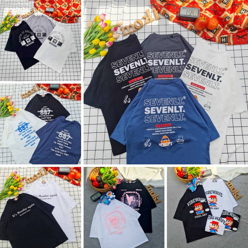 Áo phông áo thun nam nữ tay lỡ from rộng freesize chất cotton thoáng mát mokishop