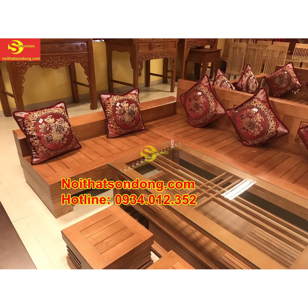 Bộ sofa góc triện gỗ sồi nga 5 món SFG008