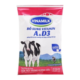 Combo 10 bịch sữa tươi vị dâu 220 ml