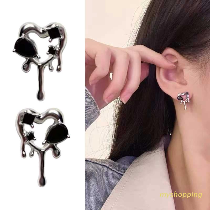 Khuyên Tai Hình Trái Tim Rỗng Bằng Kim Loại Thời Trang Cá Tính Dành Cho Bạn Nữ/Bé Gái/Bé Gái