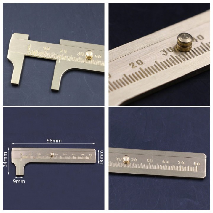 Thước kẹp cơ khí mini - Thước cặp đồng đo từ 0-60mm - Công cụ tiện ích