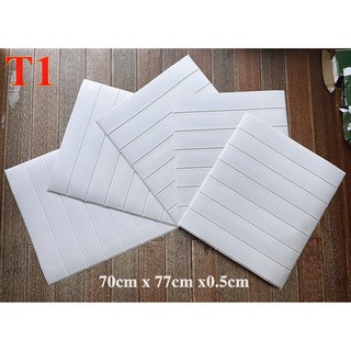 Xốp dán tường vân gỗ trắng trơn