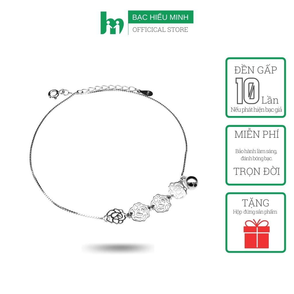 Lắc Chân Nữ Bạc Hiểu Minh LC126 Hoa Hồng Bạc ý Bảo Hành Vĩnh Viễn
