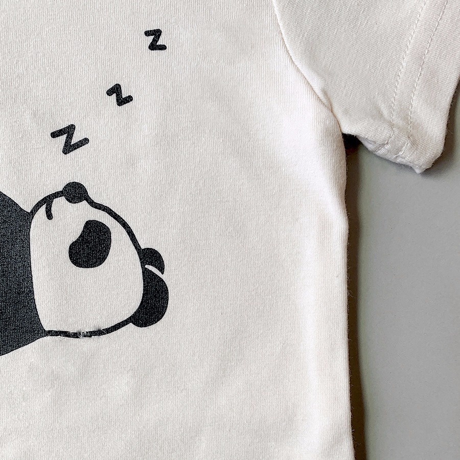 Bộ Áo Liền Quần Tay Ngắn Hoạ Tiết Gấu Trúc Có Mũ Dễ Thương Thời Trang Mùa Hè Cho Trẻ Sơ Sinh