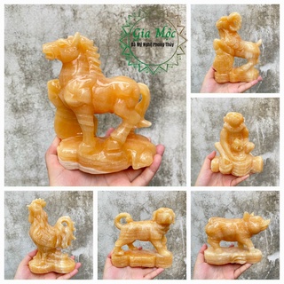 Tượng 12 con giáp đá ngọc hoàng long hoàn toàn tự nhiên 100%,để ô tô , bàn làm việc , phòng khách
