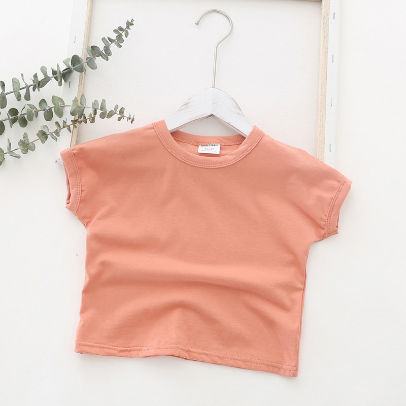 Áo Thun Cotton Tay Ngắn Màu Trơn Thời Trang Hàn Quốc Dành Cho Bé Gái