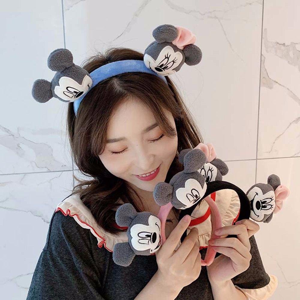 Băng Đô Cài Tóc Hình Chuột Mickey Phối Lông Mềm Phong Cách Hàn Quốc Dễ Thương Cho Nữ