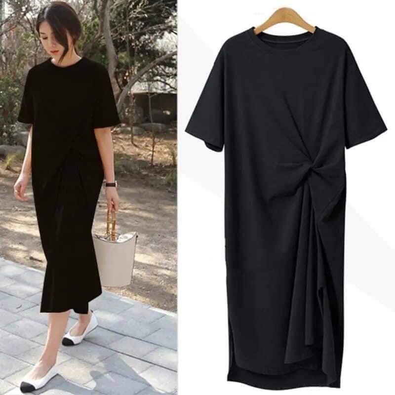 Váy suông cotton xoắn eo