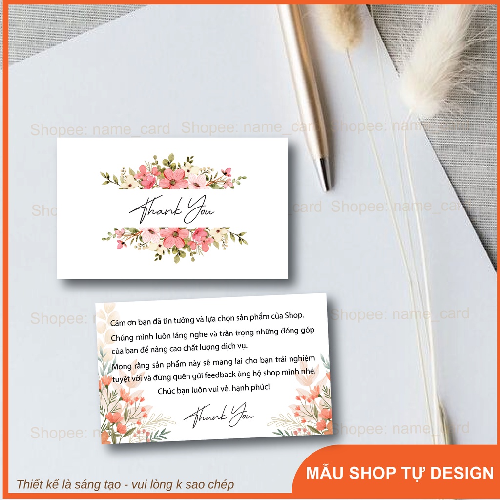 Thiệp cảm ơn khách hàng, card cảm ơn, thank you card có sẵn tại shop kích thước 9x5.5 cm