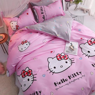 Bộ vỏ chăn ga gối poly cotton nhập Hello Kitty Hồn