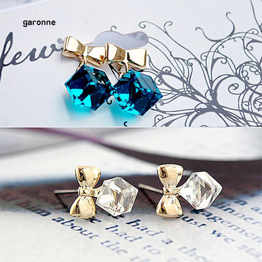 Khuyên tai nơ đính đá phong cách trẻ trung thanh lịch dành cho nữ