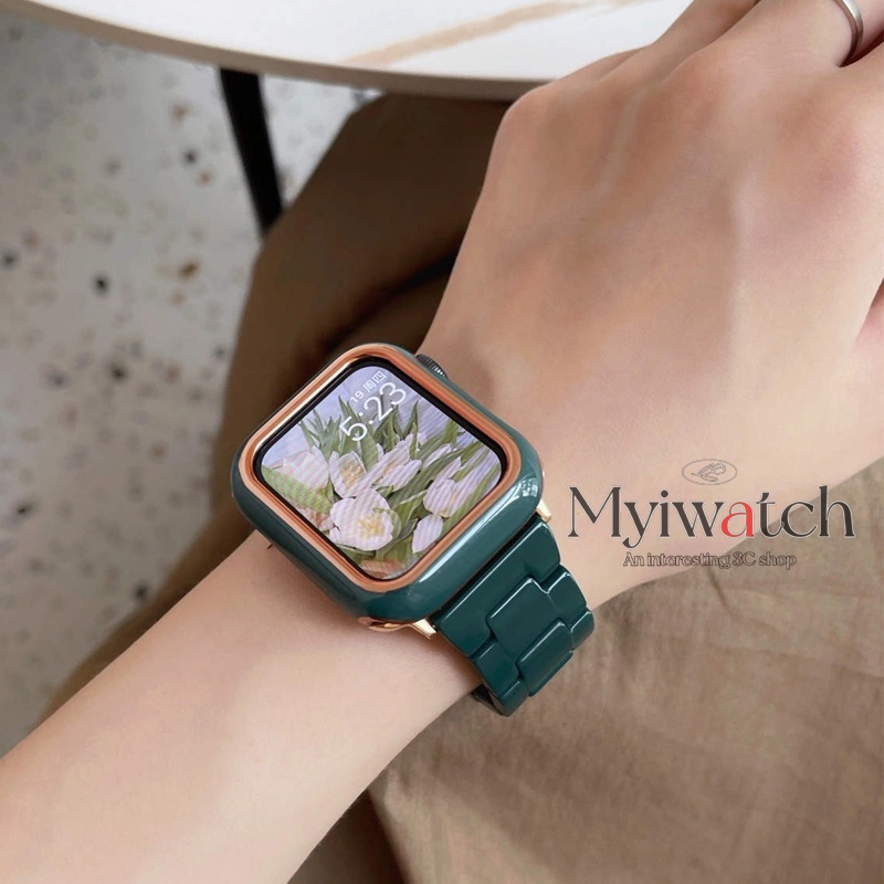 Dây đeo đồng hồ thông minh resin gốm có/ không có vỏ bọc thích hợp cho iWatch 6 SE 5 4 3 2 1 42mm 38mm 40mm 44mm 40mm