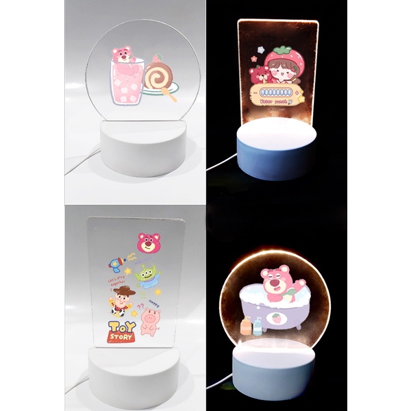 Đèn Led 3D gấu dâu tây lotso cáo lina thỏ stella nomo duck DLI44 Đèn Ngủ 3D Sáng Tạo cute dễ thương DF friends