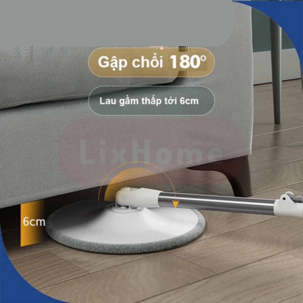 Chổi Lau Nhà Tự Vắt Thông Minh Tách Nước K9 Xoay 360 Độ, Cây Lau Nhà Thông Minh Cán Inox Kèm Thùng (SP002693)