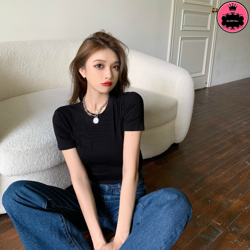 Áo Croptop Ôm Tay Ngắn Big Size 40-70Kg Chất Thun Cotton Freesize "TN"