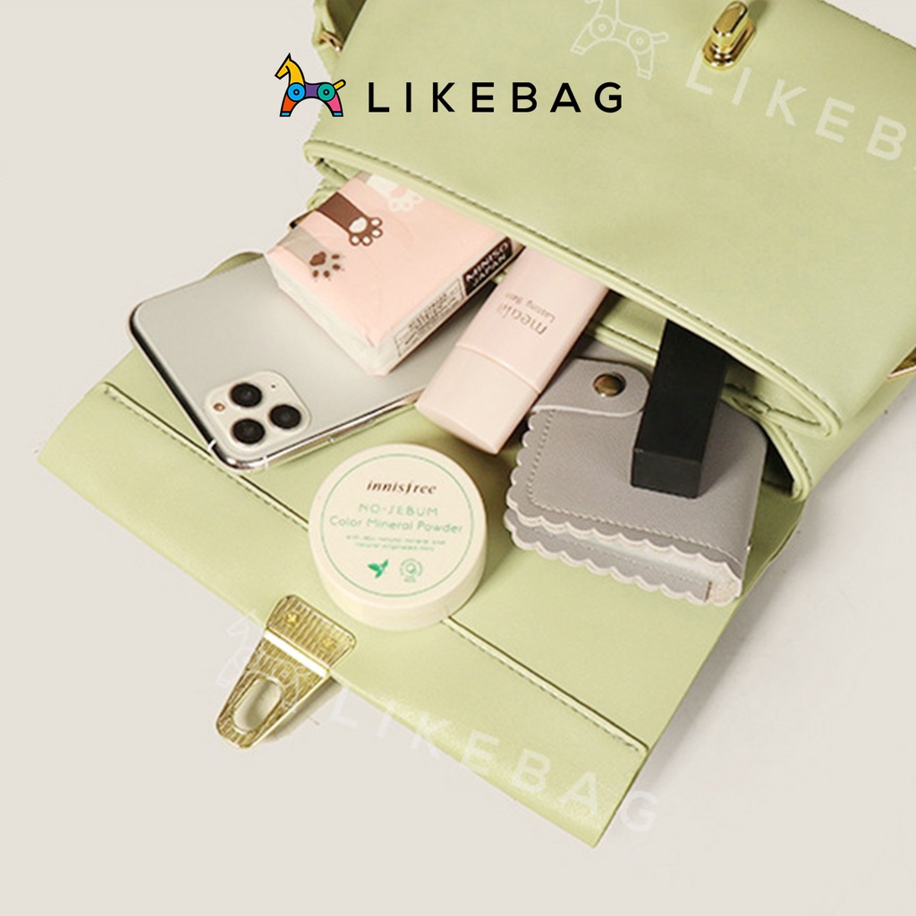 Túi xách nữ đeo chéo vai LIKEBAG kiểu dáng basic phối chốt kim loại sang trọng ST6529 - LIBAGI