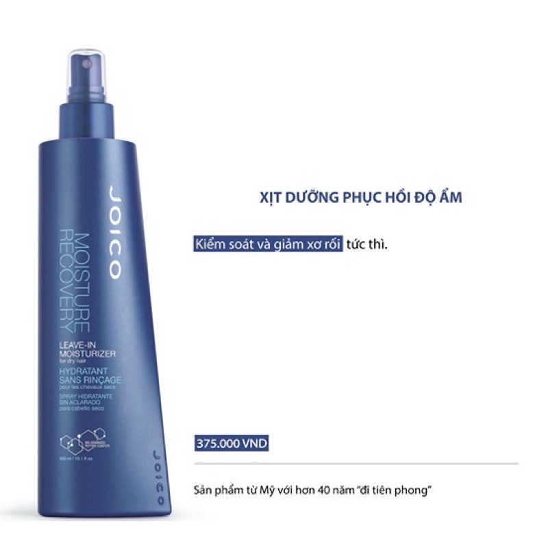 Xịt dưỡng ẩm tóc Joico Moisture Recovery Leave-In Moisturizer 300ml