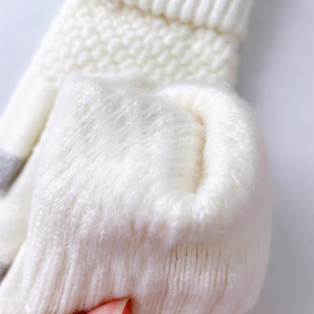 Găng tay len  mùa đông dày màu trơn unisex giữ ấm thiết kế ngón tay chạm màn hình cảm ứng GT02 Tacado