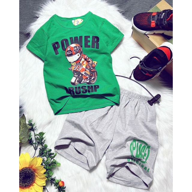 Bộ tay ngắn quần đùi bé trai thun cotton 4 chiều