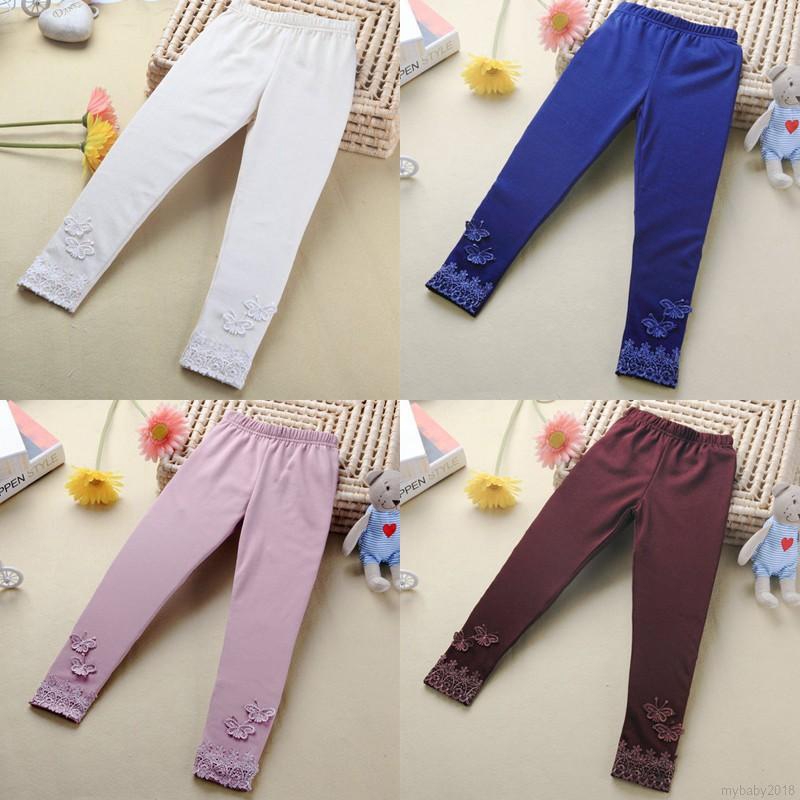 Quần legging phối ren ấm áp cho bé gái