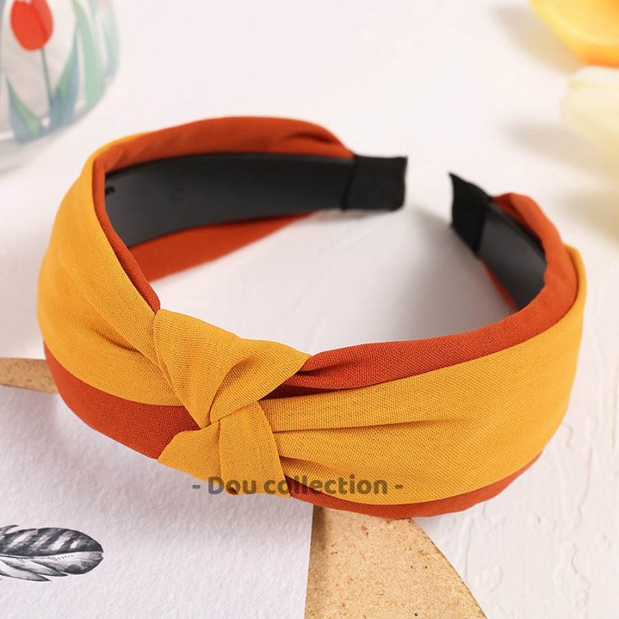 [Nowship2h] Cài Tóc (Bờm Tóc) Băng Đô Bảng To Thắt Nút Gọng Nhựa Phối 2 Màu Phong Cách Hàn Quốc - Mã CT010