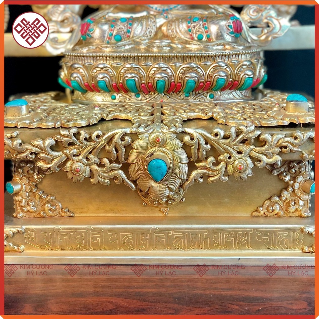 Tượng Phật Quan Âm Tứ Thủ Mật Tông [Kim Cương Hỷ Lạc] Nepal Cẩn Đá 33Cm