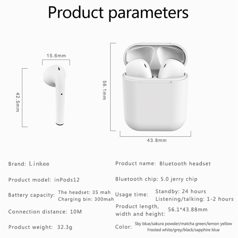 Tai Nghe Bluetooth Không Dây Topewon 12s Màu Bánh Macaron Tích Hợp Hộp Sạc Mạnh Mẽ Cho Android Huawei Iphone