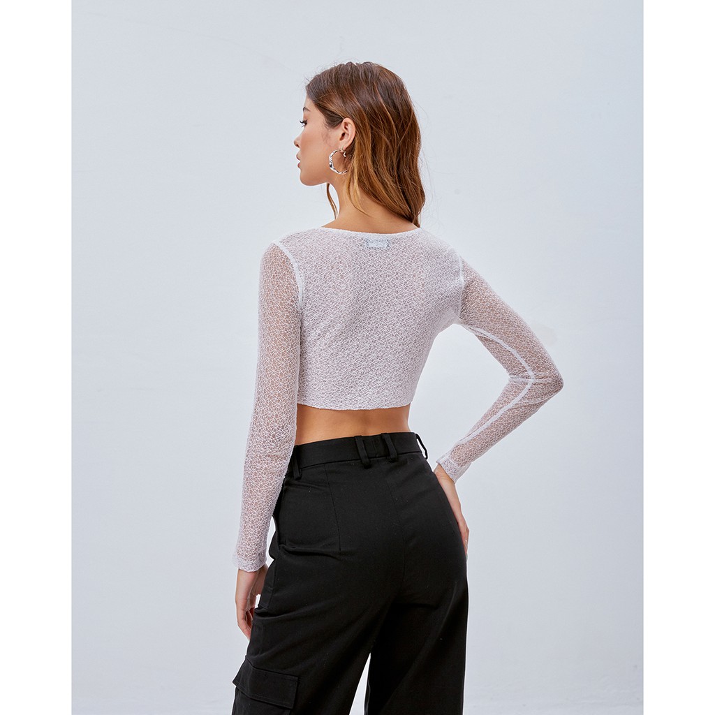 Áo croptop Shebyshj xoắn ngực màu trắng - Miley Top