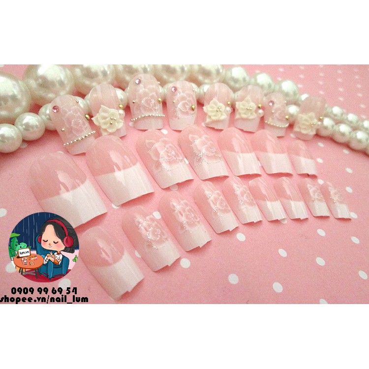 Móng Giả - Nail 3D Dài - Đính Đá [Sẵn Keo - Đóng Hộp 24 Mẫu Đủ Size]