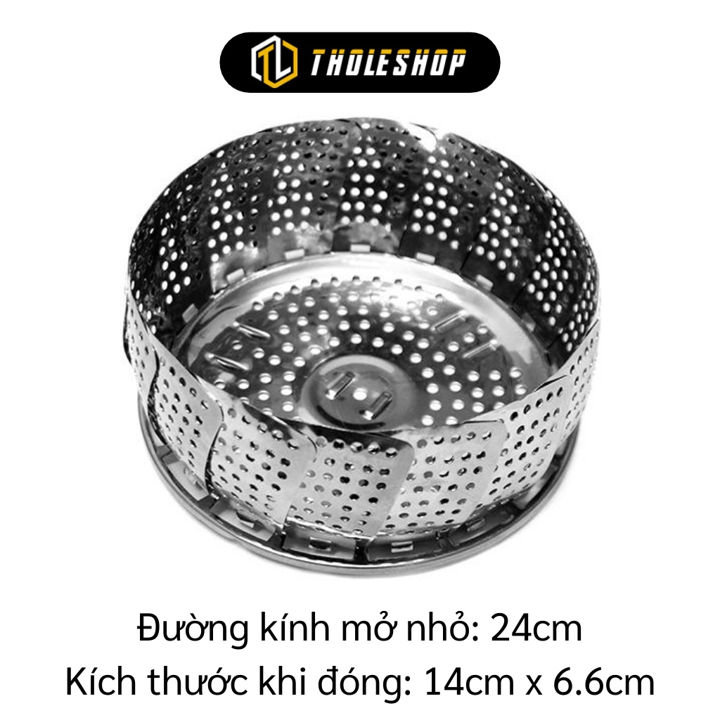 Xửng Hấp - Khay Hấp 24cm Xòe Cánh, Gấp Gọn, Vỉ/ Rổ Hấp Inox Bền Đẹp Tiện Dụng 3231