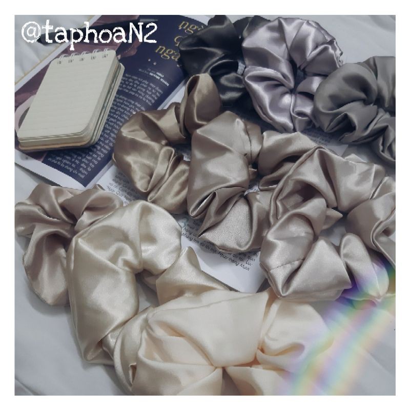 💥💥💥[Thanh lí] CỘT TÓC SCRUNCHIES TRƠN PHI BÓNG - TÔNG XÁM 💥💥💥