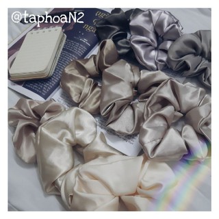 💥💥💥 cột tóc scrunchies trơn phi bóng - tông xám 💥💥💥