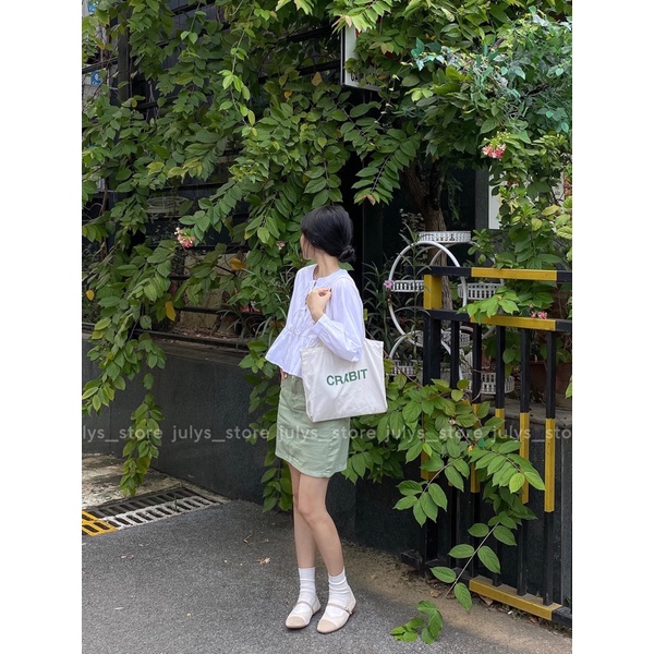 Áo babydoll dáng lửng nơ ngực Julys