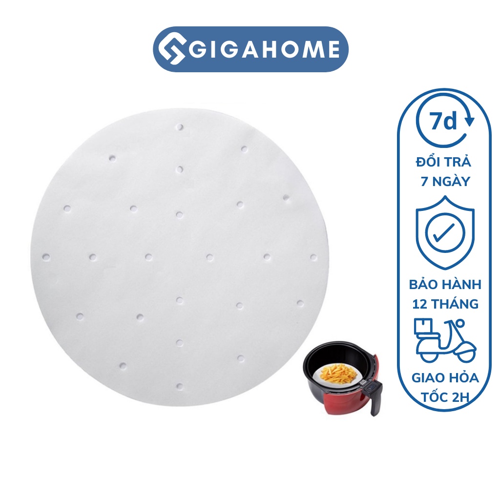 Combo 100 Tờ Giấy Nến Tròn Đục Lỗ Cho Xửng Hấp, Nồi Chiên Không Dầu 16.5cm GIGAHOME 10325