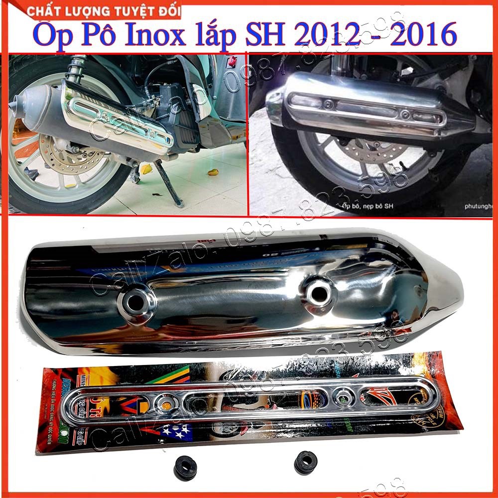 Ốp Pô SH Việt 2012 - 2016 Inox Trắng Kiểu Ý