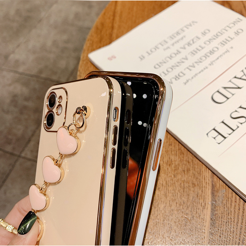 Ốp điện thoại gắn vòng tay trái tim thích hợp cho Iphone 11 Pro Max 7 8 6 6s Plus X S Max Xr Se 2020