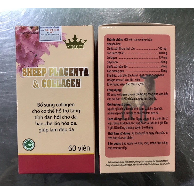 Nhau Thai Cừu SHEEP PLACENTA & COLLAGEN Kingphar Hộp 60 viên -  Mờ Nám, Đẹp Da Cân Bằng Nội Tiết | Thế Giới Skin Care