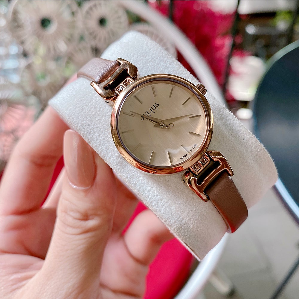 Đồng hồ nữ Julius dây da Ja-925 nâu