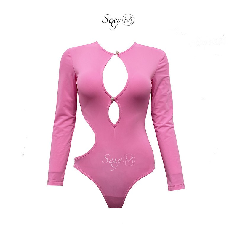 Bộ Đồ Bơi Bodysuit Khoét Giọt Lệ Hồng B085P Sexy M